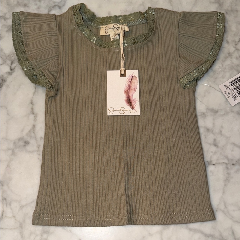NWT Jessica Simpson Olive and Cream Floral Short Outfit 3Y - Picture 5 of 7